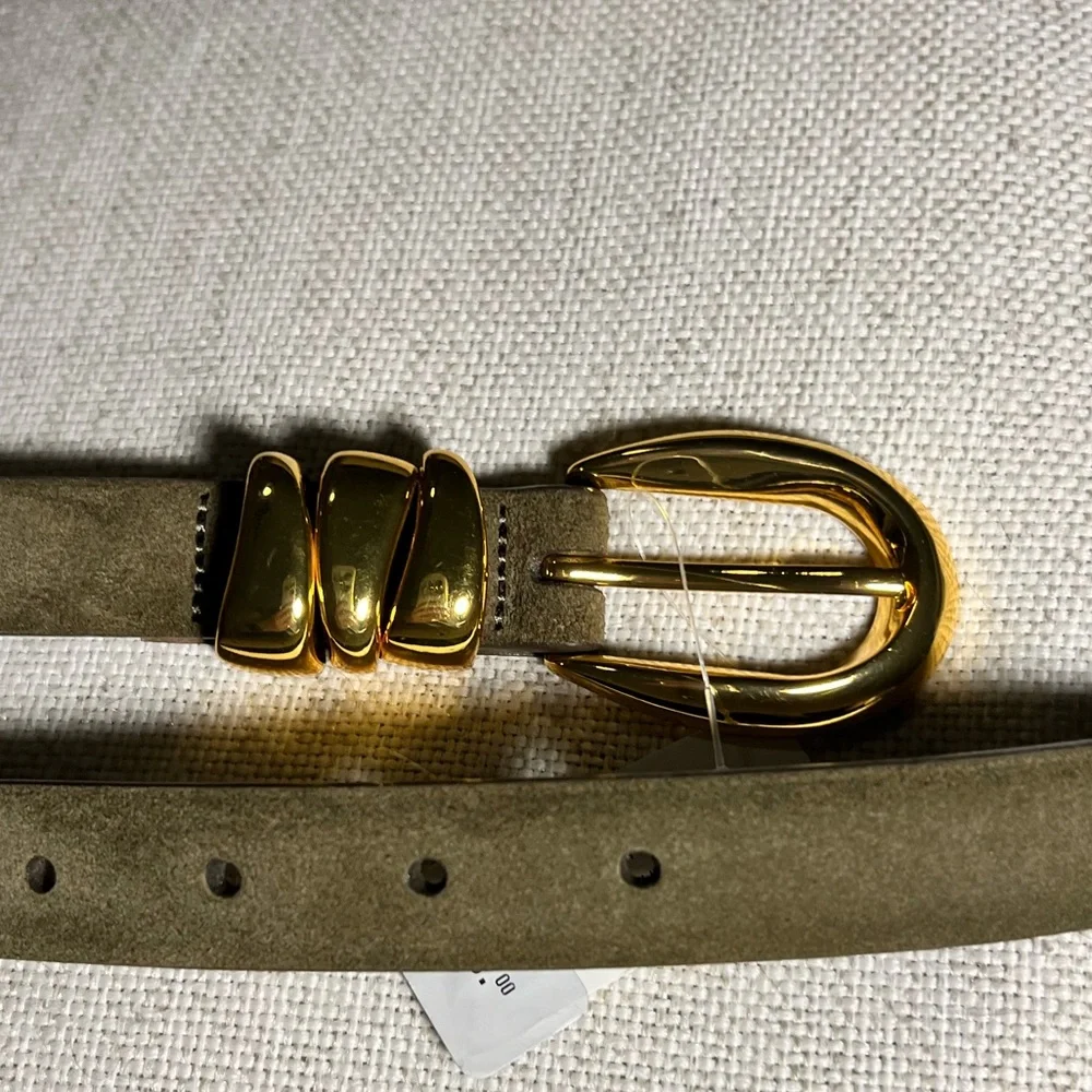 Madewell NWT leather suede belt olive green